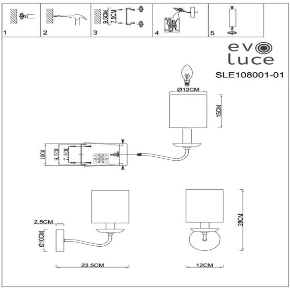 SLE108001-01 Светильник настенный Золотистый/Бежевый E14 1*40W RITA