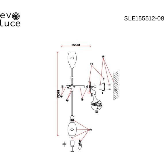 SLE155512-08 Светильник потолочный Черный, Хром/Дымчатый E14 8*40W GLOA