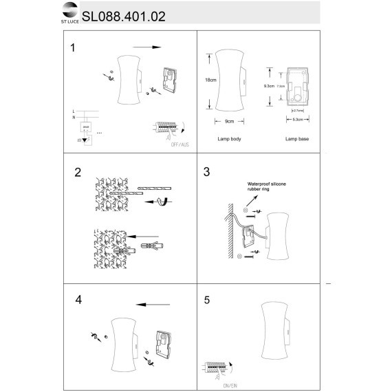SL088.401.02 Светильник уличный настенный ST-Luce Черный кварцевый LED 2*5W 4000K DEALE