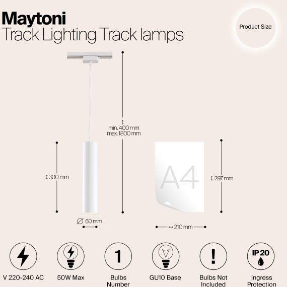 Трековый светильник Technical TR008-1-GU10-W