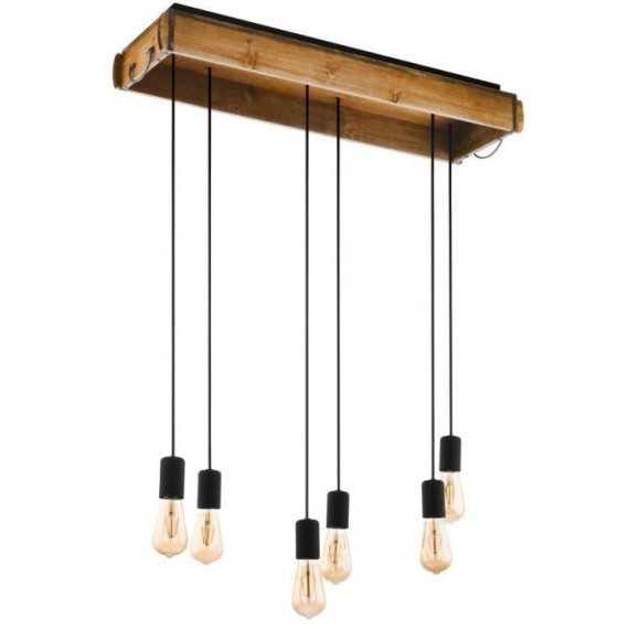 43592 Подвесной потолочный светильник (люстра) WOOTTON, 6Х40W, E27, L810, B220, H1100, сталь/дерево,