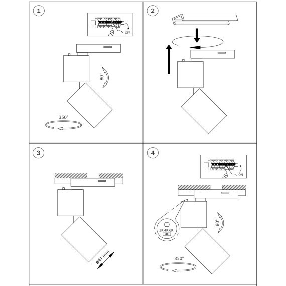 227017 Однофазный черный двужильный трековый спот с мех. переключением цвет. температуры 3000-4000-6000 5W 250Lm 38° Lightstar BARRA Volta CCT Lightstar