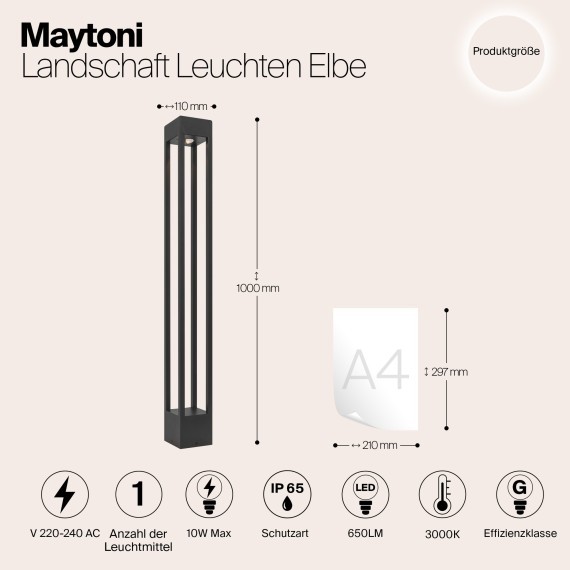 Уличный наземный светильник Maytoni O424FL-L10GF Elbe IP65 светодиодный LED 10W