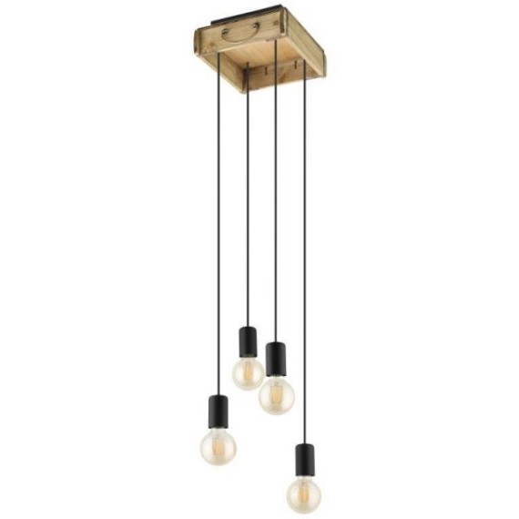 43591 Подвесной потолочный светильник (люстра) WOOTTON, 4Х40W, E27, L250, B250, H1100, сталь/дерево,