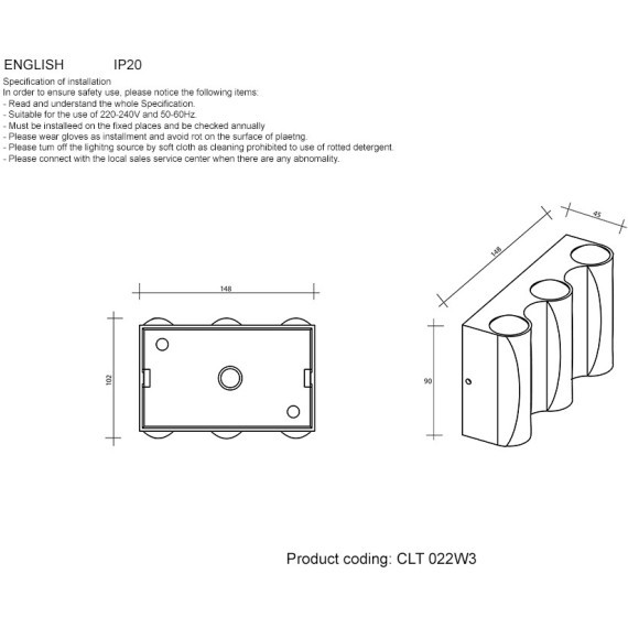Бра Crystal Lux CLT 022W3 WH 4000K