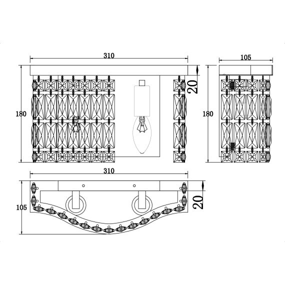 Бра Maytoni DIA005WL-02CH Dune под лампы 2xE14 60W
