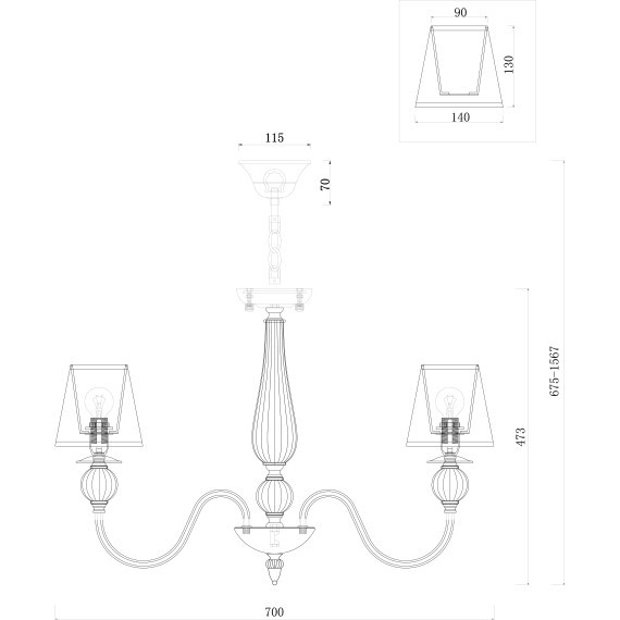 Люстра потолочная Freya FR2685PL-07BZ Inessa под лампы 7xE14 40W