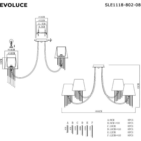 SLE1118-802-08 Светильник потолочный Черный хром/Бежевый E14 8*40W ALLURIA