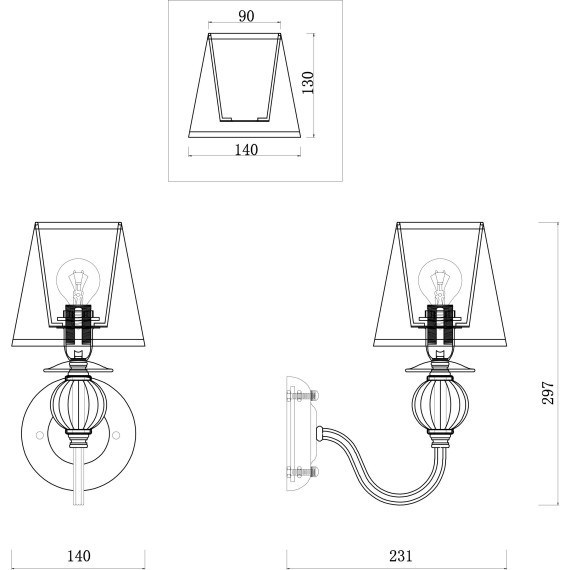 Бра Freya FR2685WL-01BZ Inessa под лампу 1xE14 40W