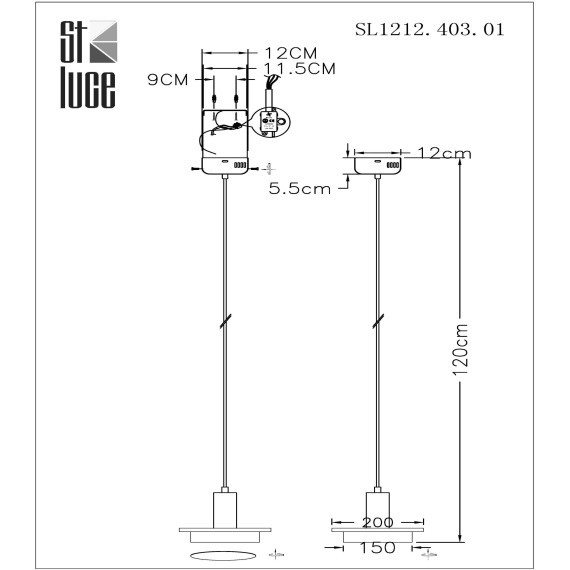 SL1212.403.01 Подвес ST-Luce Черный/Черный, Белый LED 1*12W 3000K OLTARNO