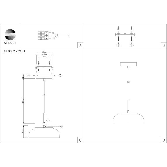 SL6002.203.01 Подвес ST-Luce Золотистый/Янтарный LED 1*7W 4000K LAZIO