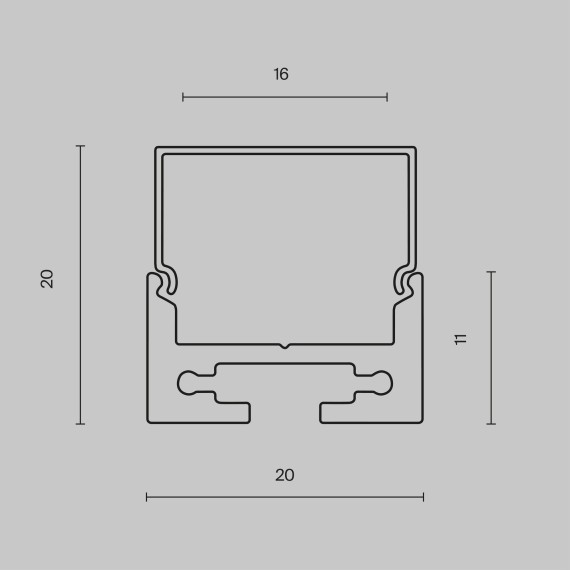 Алюминиевый профиль подвесной -накладной 20x20 ALM-2020B-S-2M