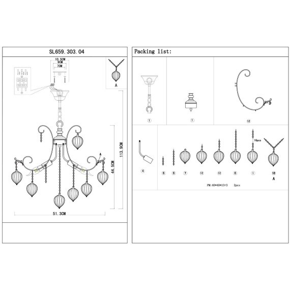 SL659.303.04 Люстра подвесная ST-Luce Золотистый/Золотистый E14 4*40W