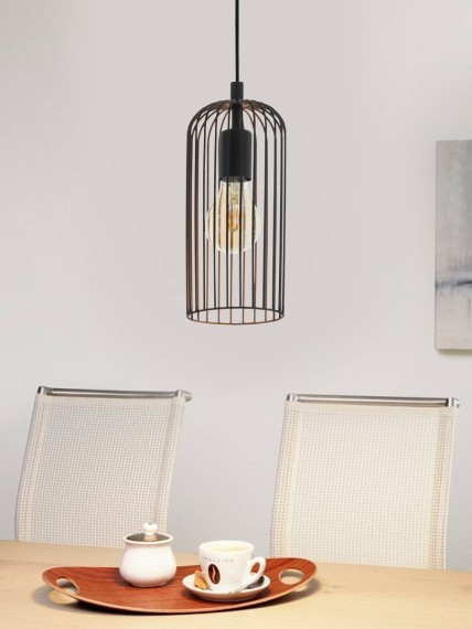 49644 Подвес ROCCAMENA, 1х60W (E27), ?130, H1100, сталь, черный, медь