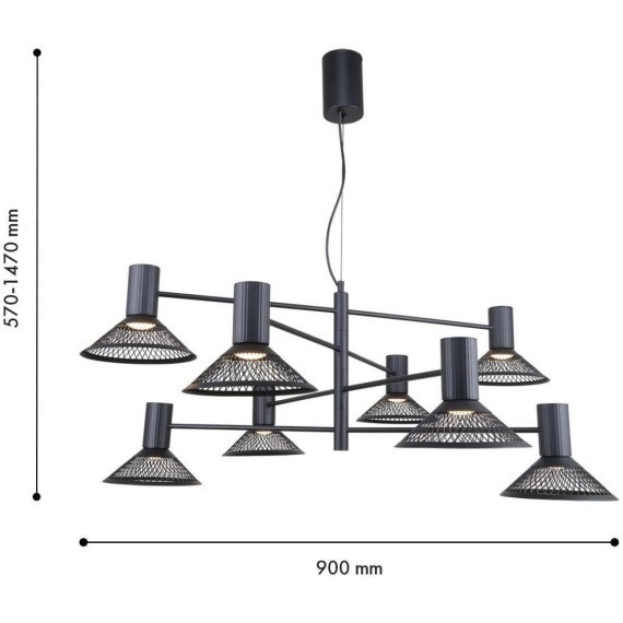 4623-8P, подвесная люстра, D900xH570/1470, 8xLEDx6W, 5280LM, 3000K, included