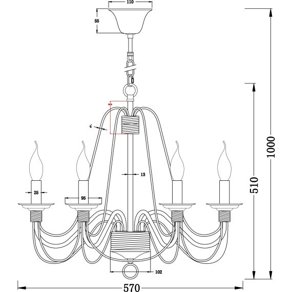 Люстра подвесная Freya FR2046-PL-06-BR Velia под лампы 6xE14 60W