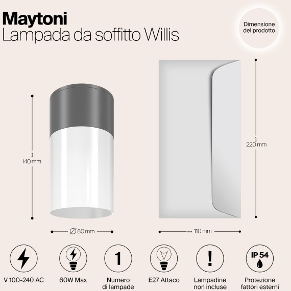 Потолочный светильник Outdoor O418CL-01GR