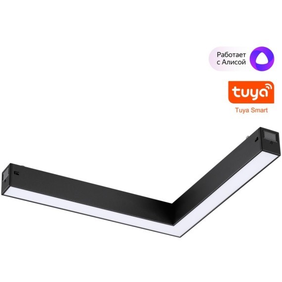 359945 Черный трековый угловой светодиодный SMART светильник, диммирование, упр. цветностью 3000-6000К, через пульт ДУ/Tuya Smart Life/Алиса 20Вт 120° 1200Лм CRI90 Novotech VECTOR