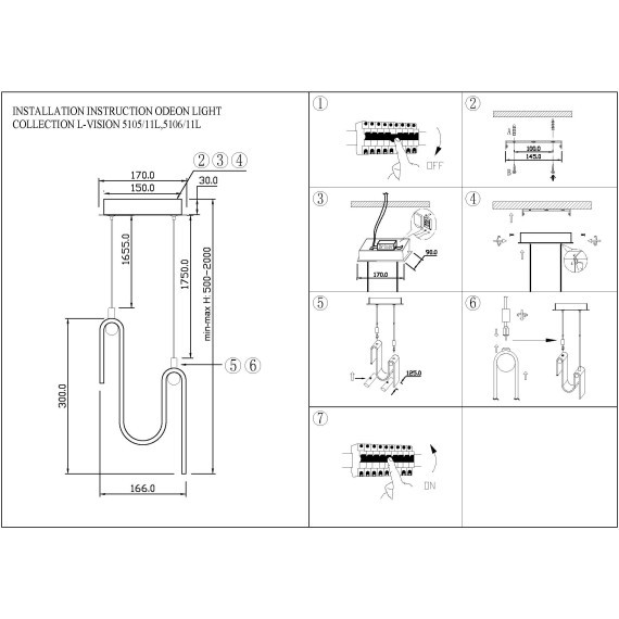 5105/11L Подвес Odeon Light L-VISION LED Ra90 Lm636 11W 4000K FLOW