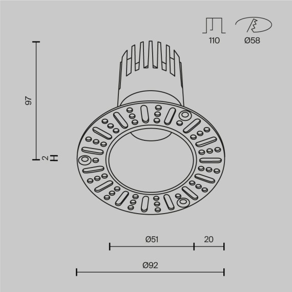 Встраиваемый светильник LED 3000K 1070Lm Technical DL120-10W-3K-TRS-W