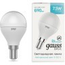 1053128 Лампа Gauss Basic Шар 7,5W 690lm 4100K E14 LED 1/10/100