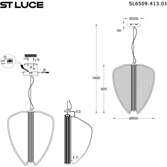 SL6509.413.01 Светильник подвесной ST-Luce Черный/Прозрачный LED 1*75W 4000K FESALE
