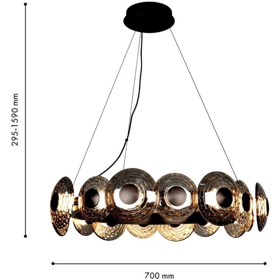 4642-16P, подвесная люстра, D700xH295/1590, LEDx72W, 8217LM, 4000K, included