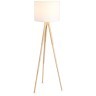 Напольный светильник (торшер) на деревянной треноге с тканевым абажуром под лампу Е27 Freya Tree FR5495FL-01W