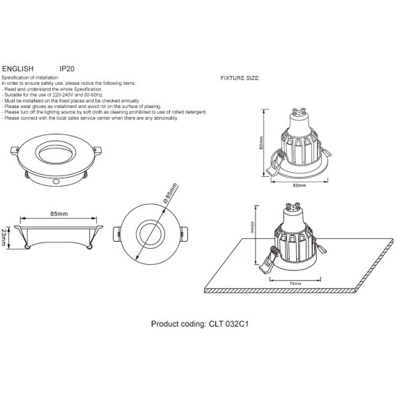 Светильник встроенный Crystal Lux CLT 032C1 WH