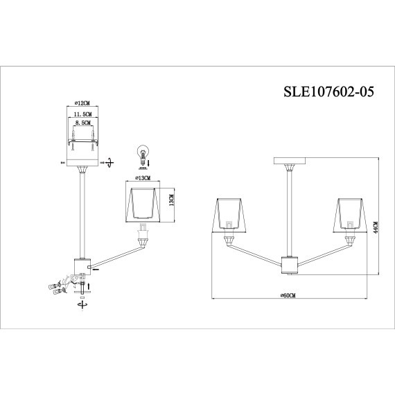 SLE107602-05 Светильник потолочный Хром/Белый E14 5*40W GRINDA