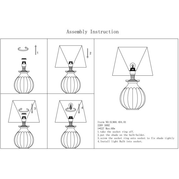 SL968.404.01 Прикроватная лампа ST-Luce Хром, Дымчатый/Белый E27 1*60W AMPOLLA