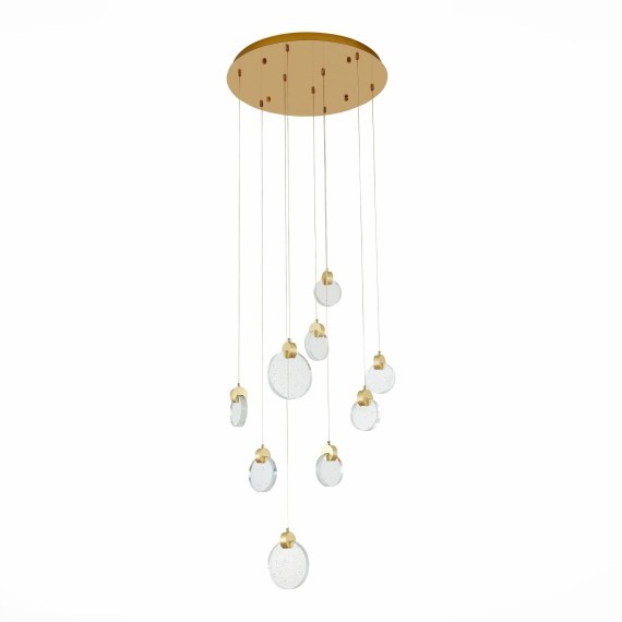 SL6104.203.09 Светильник подвесной ST-Luce Золотистый/Прозрачный,С пузырьками воздуха LED 9*3W 3000K MONTECELIO