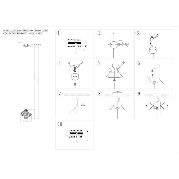 Подвес LED 194Лм 3W 4000K ORDI 5107/3LA