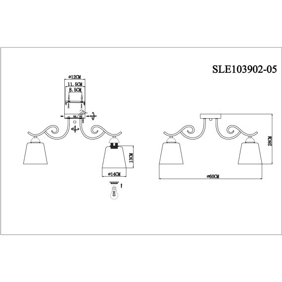 SLE103902-05 Светильник потолочный Хром/Белый E27 5*60W LIADA