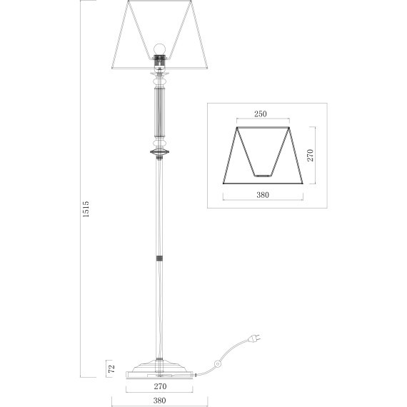 Торшер с абажуром Freya FR2539FL-01G Ksenia под лампу 1xE27 40W