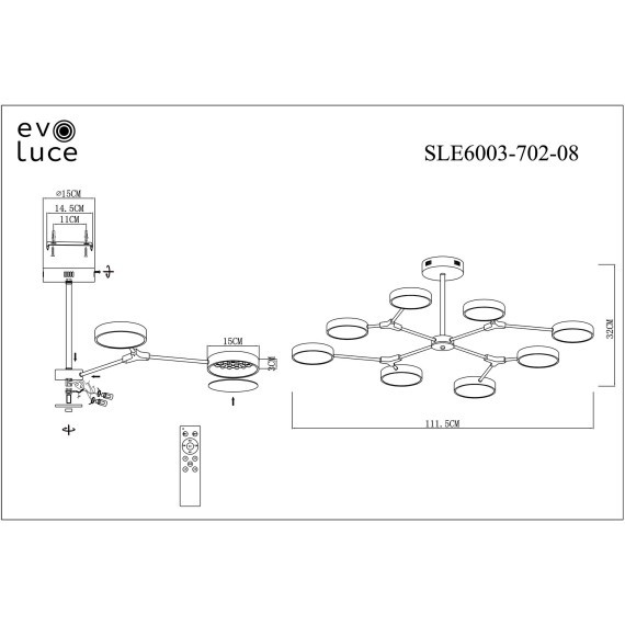 SLE6003-702-08 Светильник потолочный Серый,Черный/Серый LED 8*10W MONTA