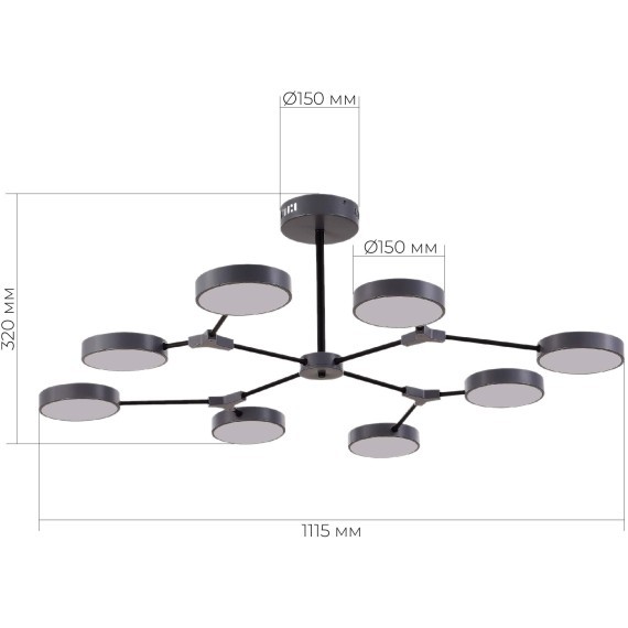 SLE6003-702-08 Светильник потолочный Серый,Черный/Серый LED 8*10W MONTA