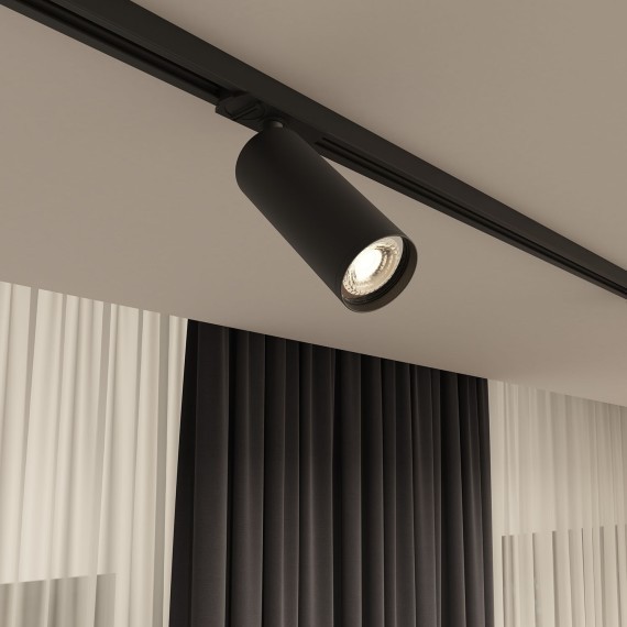 Однофазный двужильный трековый светильник Denkirs DK6202-BK SOLID Tube под сменную лампу GU10