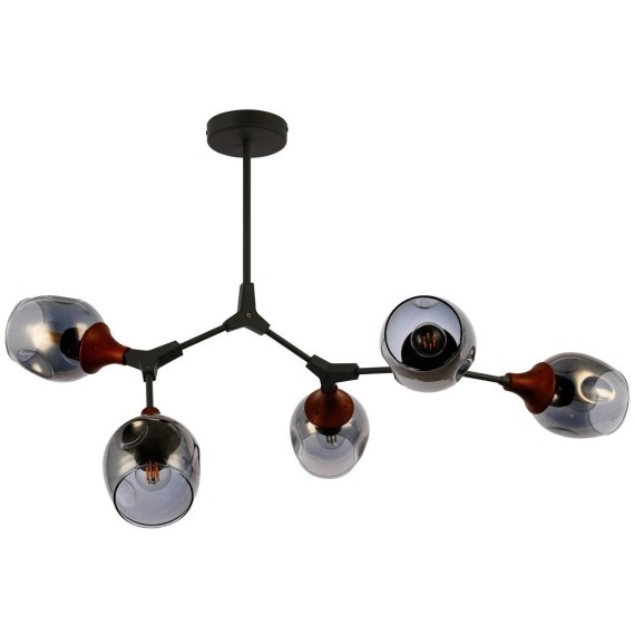 SLE113402-05 Светильник потолочный Серый, Темное дерево/Зеркальный E27 5*60W CIOTOLLA