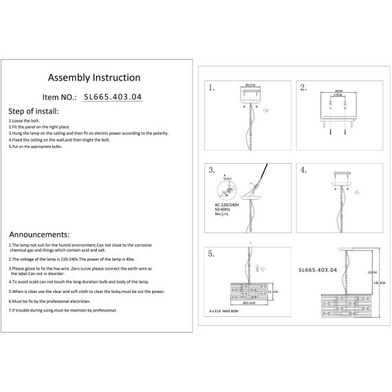 SL665.403.04 Люстра подвесная ST-Luce Черный/Черный, Прозрачный E14 6*40W CHIAREZZA