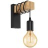 32917 Бра TOWNSHEND, 1х10W (E27), L65, A190, H215, сталь, дерево, черный, коричневый