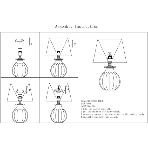 SL968.904.01 Прикроватная лампа ST-Luce Хром, Янтарный/Бежевый E27 1*60W AMPOLLA