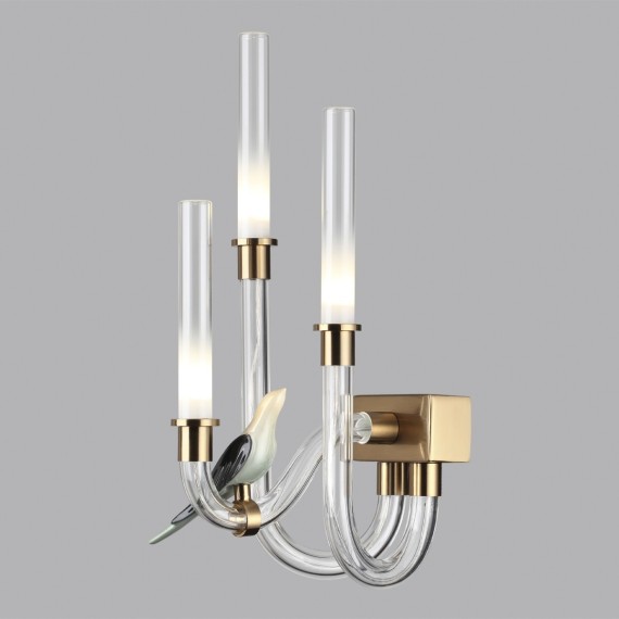 5431/6WL L-VISION ODL_EX24 11 золотой(под латунь)/белый градиент/беж./зеленый/ металл/стекло/керамика Бра LED 6W 4000K LARK