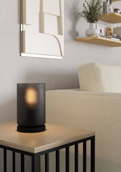 901164 COLOMERA Настольная лампа с цоколем E27, 40Вт, механический выключатель, H195, Ø120, сталь, черный, матовое серое стекло