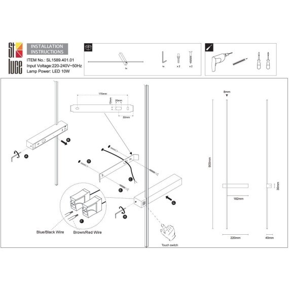 SL1589.401.01 Светильник настенный ST-Luce Черный/Черный LED 1*10W 4000K Настенные светильники