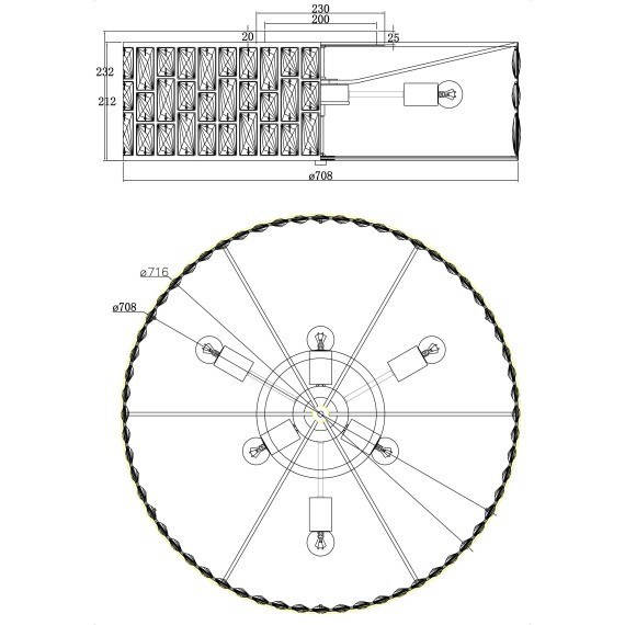 Люстра потолочная Maytoni MOD184PL-06CH Gelid под лампы 6xE27 60W