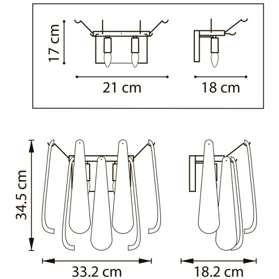 Бра 2х6W(led) E14, золото Retro II Lightstar 799622