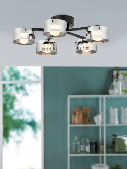 39874 COPILLOS Светодиодный потолочный светильник диммируемый по TRIAC, 36Вт, 2850Лм, 3000К, черный, стекло