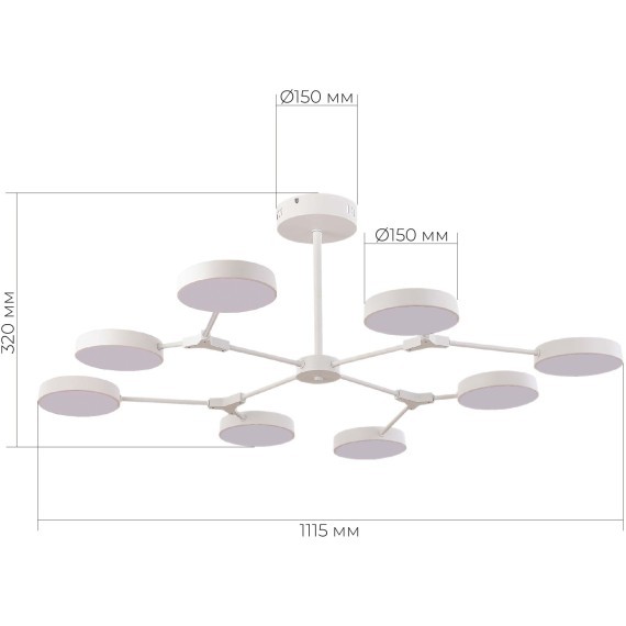 SLE6003-502-08 Светильник потолочный Белый/Белый LED 8*10W MONTA