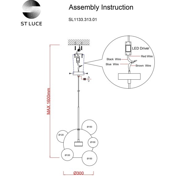 SL1133.313.01 Светильник подвесной ST-Luce Латунь/Коньячный LED 1*10W 3000K BOPONE